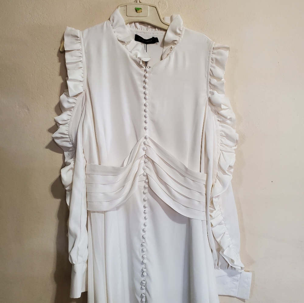 Alpha and Omega Dress Off White Cold Shoulder M